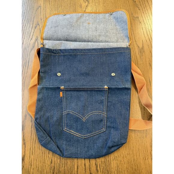 Rare Vintage Levi’s Promotional Denim Backpack Sling Tote Bag Tab Pocket - New! - Picture 7 of 8